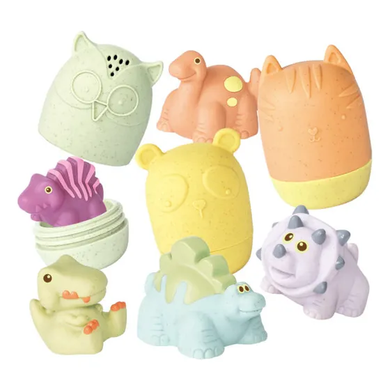 Juguete Para Baño Animalitos Escondidos Goma Blanda Agua Color Pastel