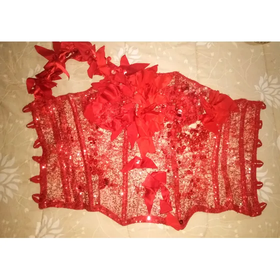 Corset Dama P/vestido Fiesta.talla S.bordado Pedrería A Mano
