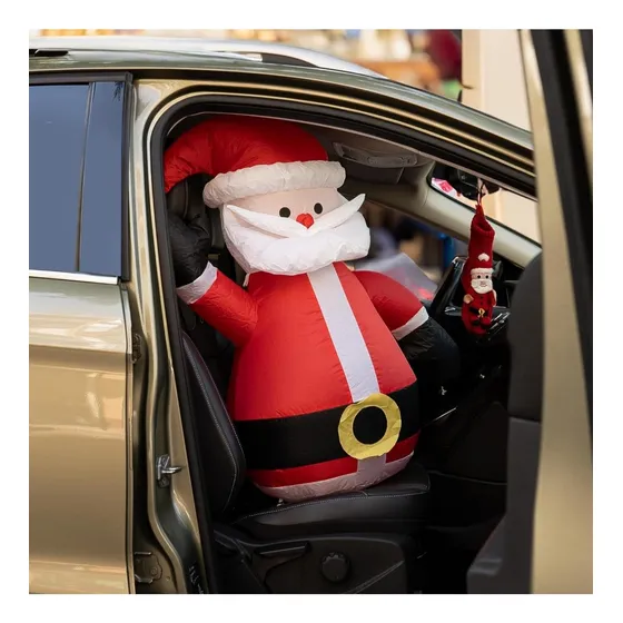 Papá Noel Inflable Para Autos O Casa, Santa Con Luces Led