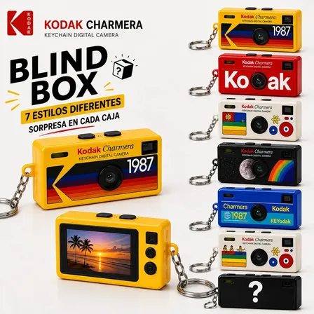 Mini Cámara Digital Kodak Charmera 1.6MP Blind Box/Caja Sorpresa 7 Diseños Aleatorios Coleccionable Foto y Video con Filtros, Efectos y Marcos Retro USB-C MicroSD hasta 128GB