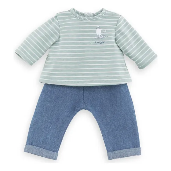 Conjunto Muñeca Bebé 30 Cm Pantalones Y Camiseta A Rayas
