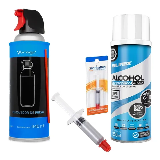Kit Aire Comprimido + Pasta Termica + Alcohol Isopropilico