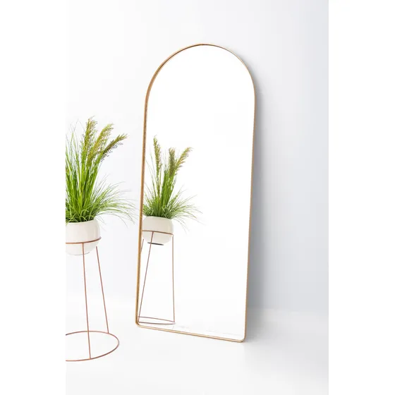 Espejo: arco, base recta, ventana, marco de metal, 170 x 70 cm, color del marco: dorado