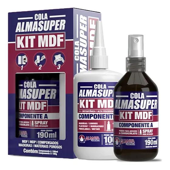 Cola Instantânea Almasuper Kit Para Mdf Almata