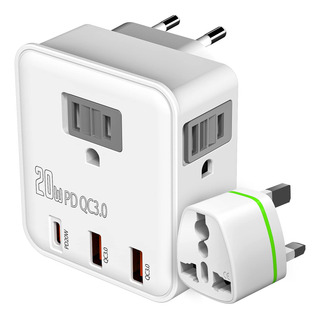 Adaptador De Enchufe De Viaje Jarvania 20w Pd Usb C Y Qc 3.0 Adaptador De Enchufe De Viaje Jarvania 20w Pd Usb C Y Qc 3.0