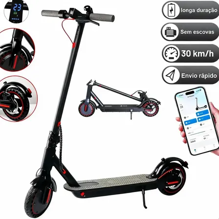 Patinete Scooter Elétrico Com Velocidade Até 30 Km Bluetooth Preto