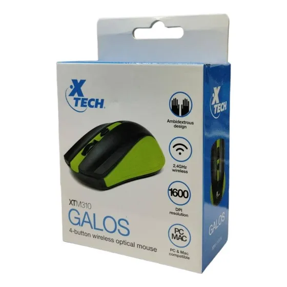 Mouse Xtech Xtm-310 Inalámbrico 4 Botones Verde