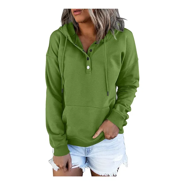 Sudadera Capucha Cuello V Para Mujer Casual Manga Larga