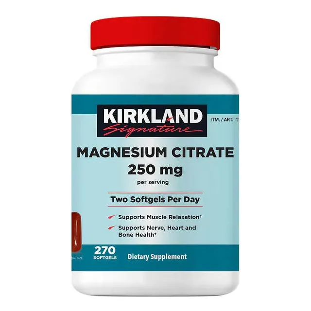 Kirkland Magnesio Citrate 250 Mg Con 270 Softgels Sabor Sin Sabor