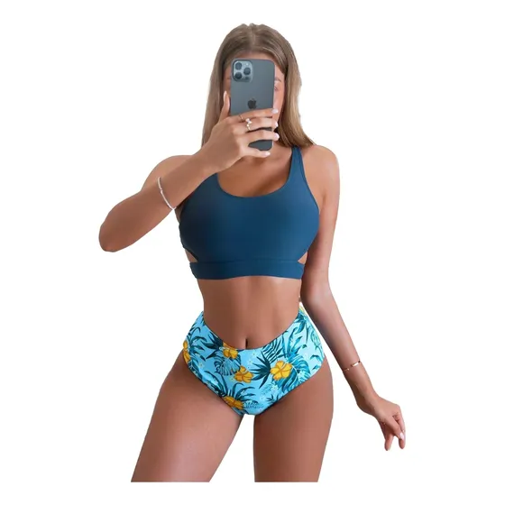 Bikini Mallas Tiro Alto 2 Piezas Push Up Uniteduy Varios Col