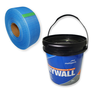 Massa Para Juntas Drywall 6kg + Fita Telada Azul 90 Metros Massa Para Juntas Drywall 6kg + Fita Telada Azul 90 Metros