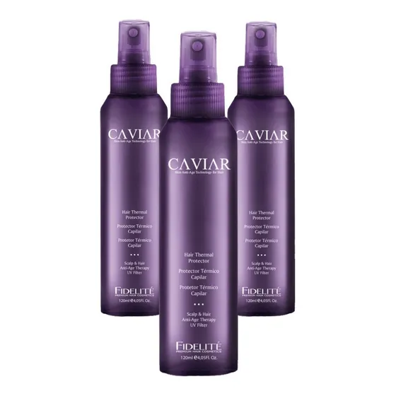 Kit 3 Protectores Termicos Anti-age Caviar Fidelite X120 Ml
