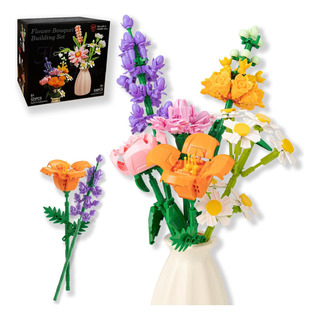 Juego De Bloques De Construcción De Ramo De Flores, Flores A Juego De Bloques De Construcción De Ramo De Flores, Flores A