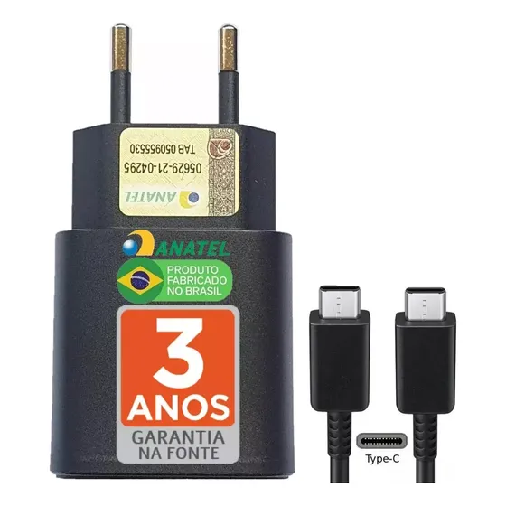 Plus Do Brasil Carregador Turbo Para Motorola Moto G9 G20 G22 G23 G24 G30 G31 G32 G34 G42 Edge G52 G53 G54 G60 G73 G84 Fabricado No Brasil