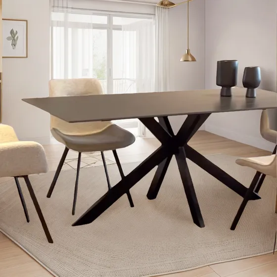 Mesa Comedor Moderna Spl Porcelanato Carrara Grey Marmol