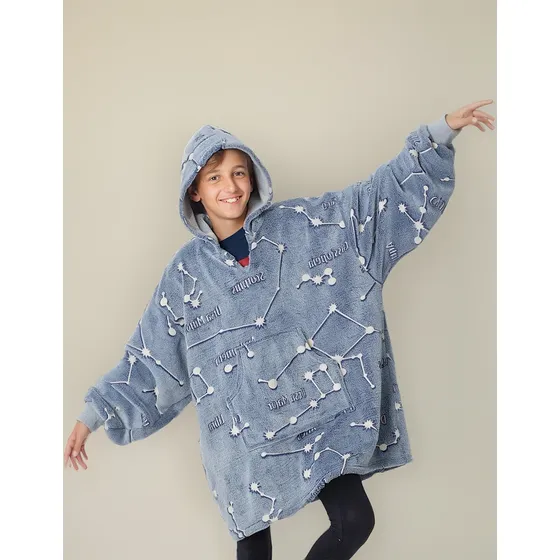 Buzo Canguro Polar C/capucha Infantil Glow -brilla Oscuridad