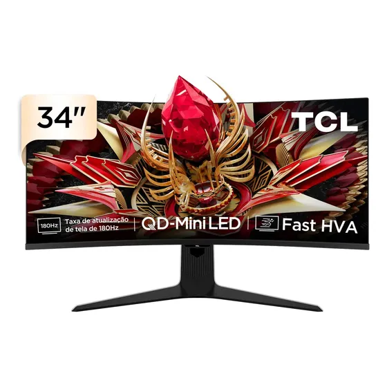 Monitor Gamer Curvo Tcl 34 Polegadas Qd-Mini Led Wqhd R83q 180hz 1ms (Gtg) Hdr 1400 Nits 34r83q