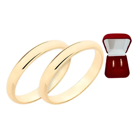 Par Aliança Rommanel Fina Banhada A Ouro 3mm Espessura