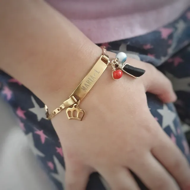 Pulsera Esclava Para Niños Con Grabado Personalizado