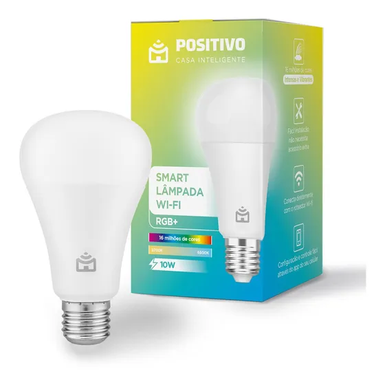 Smart Lâmpada Wi-fi Rgb+ Positivo Casa Inteligente - E27 - 10w - 1100 Lm - Rgb - 2700k/6500k - Wi-fi - Vida Útil 15.000h