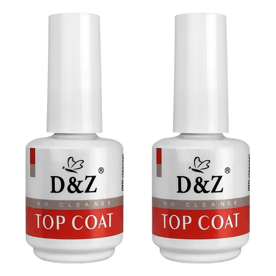D&Z Kit 2 Top Coat Selante Unha Gel Porcelana Color Branco
