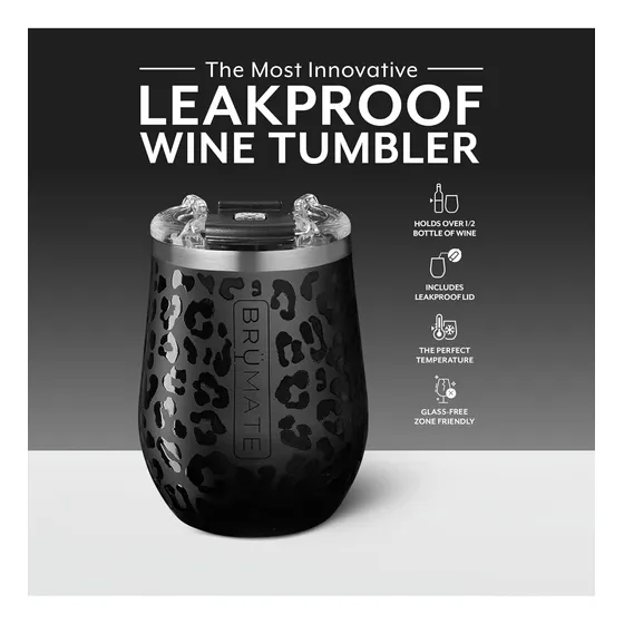 Brumate Uncork'd Xl Copa Vino 14 Onza Negro Animal Print