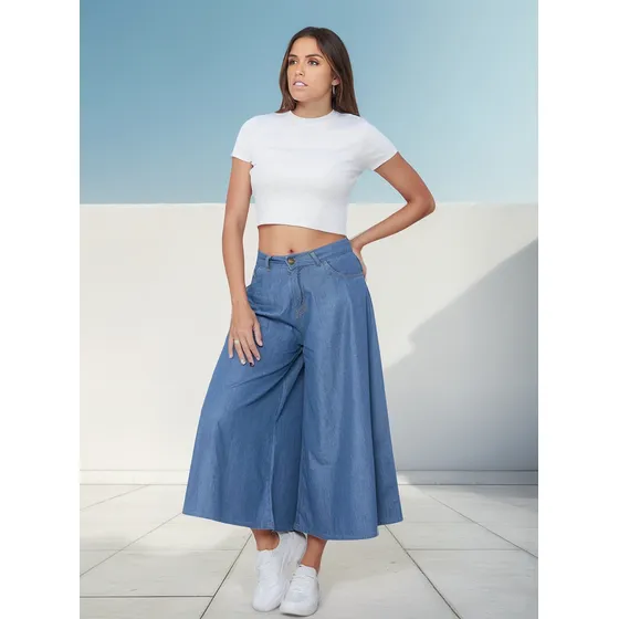 Jean Culotte Camisero Ancho 100% Algodón - Lou Jeans