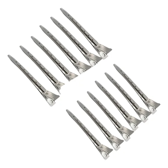 Presilha Grampos Clips De Cabelo Aço Inoxidável Metal 12 Pcs