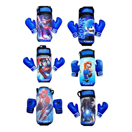 Kit Saco Boxeo Multidiseños + Guantes Para Niño, (infantil)