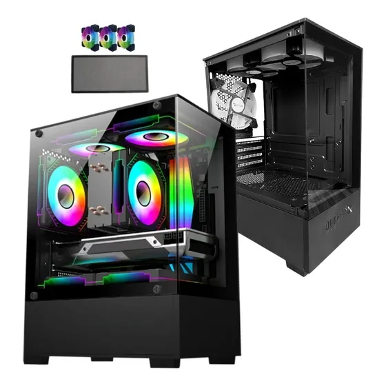 Gabinete Cpu Gamer 3 Fans Rgb Vidro Temperado Micro Atx Itx