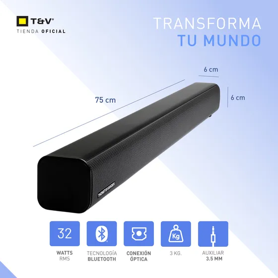 Thonet & Vander Home Theater Barra de Sonido Gut Bluetooth Color Negro 220V