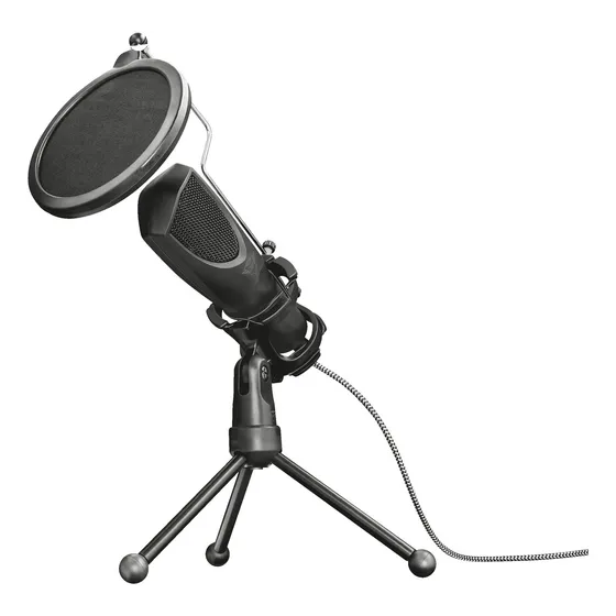 Microfone Gamer Streaming Podcast Trust Mantis Gxt 232 Condensador Omnidirecional
