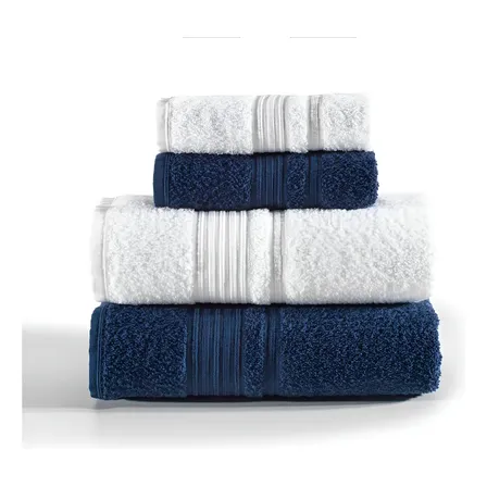 Jogo De Toalhas 4 Peças Tóquio Banho Altenburg Branco E Azul Deep Liso
