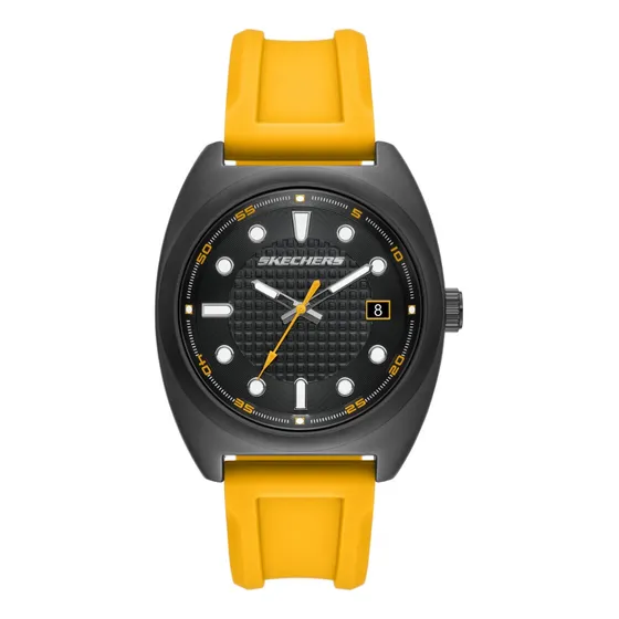 Reloj Hombre Skechers Sr5239 De Silicona Amarillo Bisel Gunmetal Fondo Gunmetal