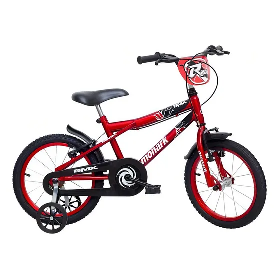Bicicleta Infantil Aro 16 Bmx R Masculina Monark Cor Preta e vermelho