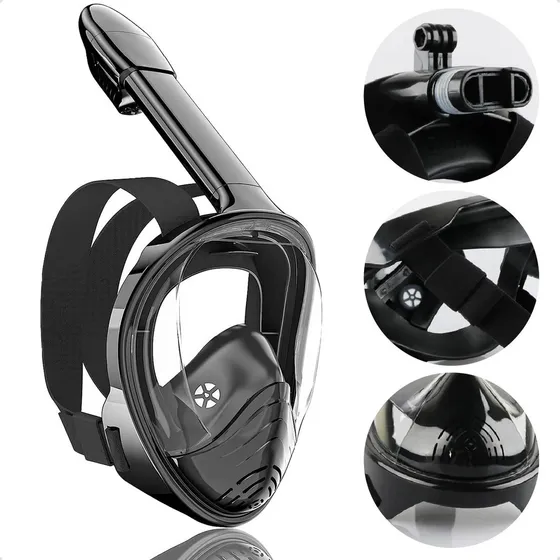 ' Máscara De Buceo Snorkel Cara Completa Soporte For Cámara
