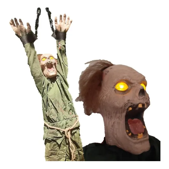 Enfeite Decoração Dia Bruxas Halloween Zumbi Pendurado Mexe
