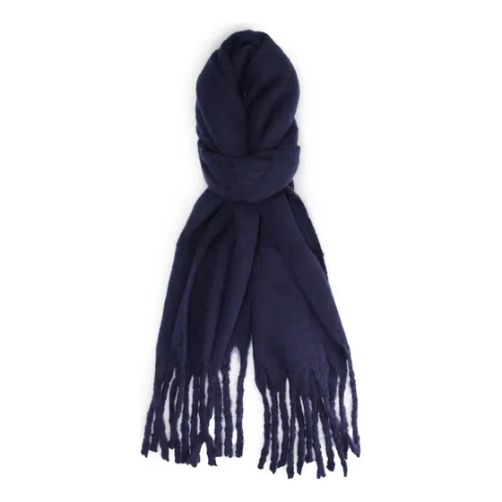 Bufanda Alpaca Lisa Colores Azul Marino Liso Unica