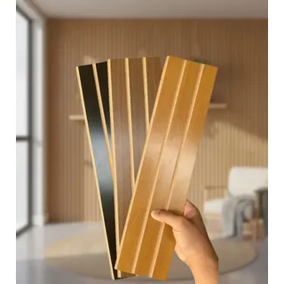 40 Placas Adesivas Decorativa Ripada Parede Mdf 45x11 Freijó Freijo