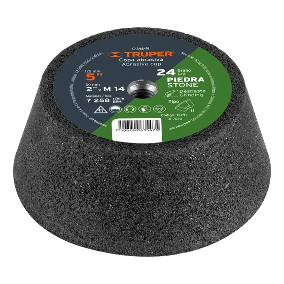Copa Desbaste, 5, 14 Mm, Grano 60 Para Piedra, Truper 13793