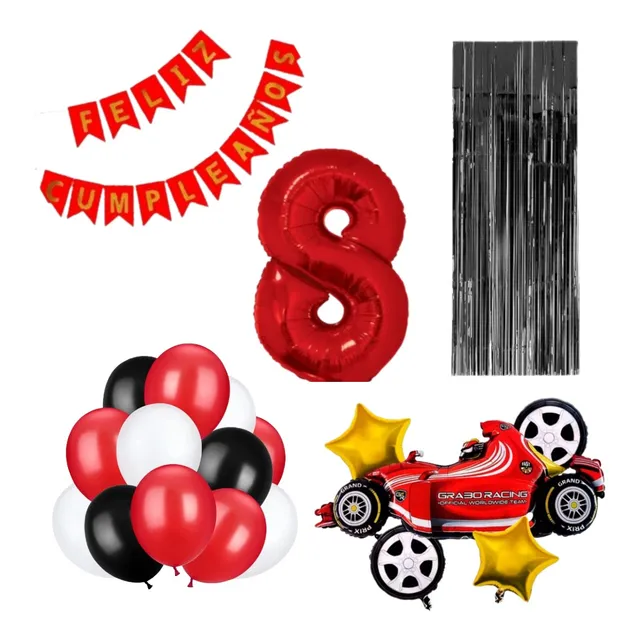 Kit Decoración Globos Formula1+20latex Numero 80cma Eleccion