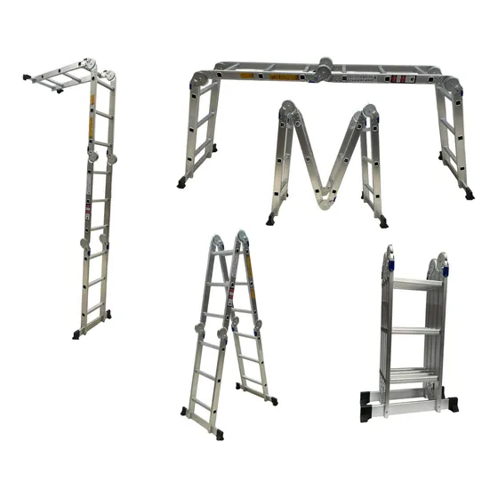 Escalera De Aluminio Multiposiciones 8en1 Vns Home 3.5 Mts Color Plateado