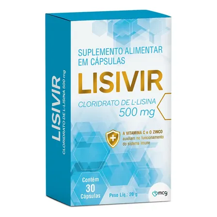 Lisivir Mcg Lisina 30 Cápsulas Suplemento Natural Sem Sabor