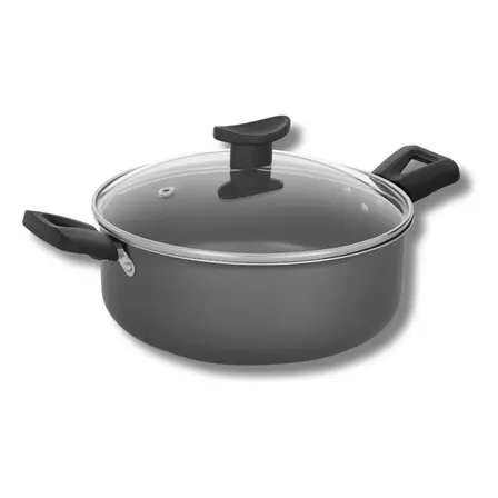 Caçarola Panela Antiaderente Teflon N° 22 - Tpa De Vidro Cor Grafite