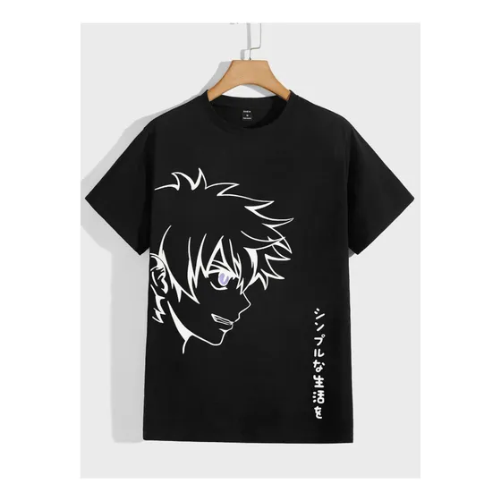 Urbanchill Camiseta Con Estampado De Letra Japonesa Y Figura