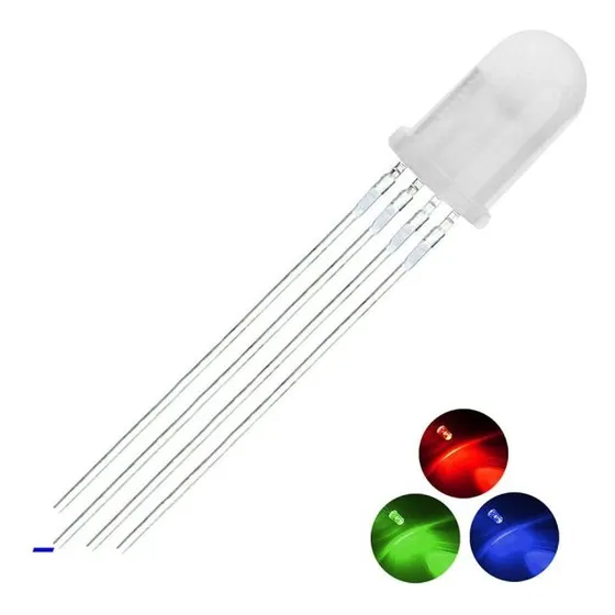 Kit 5x Led Rgb Branco Catodo Difuso Leitoso