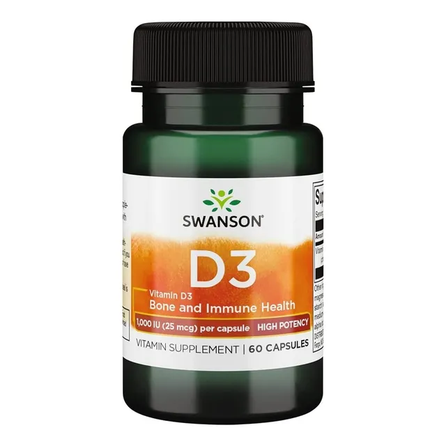 Vitamina D3 1000 Iu High Potency (25mcg) 60 Caps Swanson Sabor Sin sabor