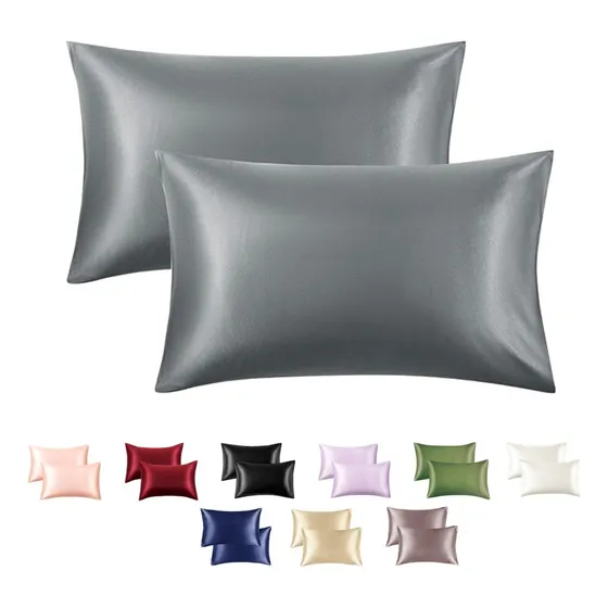 Funda Almohada Satin Saten Tipo Seda Set X2 Unids 100 O 76cm Color 100x50 Gris 100x50