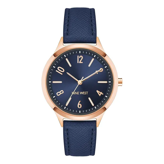 Nine West Reloj Correa, Nw/2836, Azul Marino, Rosa Dorado.