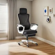 Silla De Ofi Escritorio Ejec Color Blanco-negro Gamer 6181-